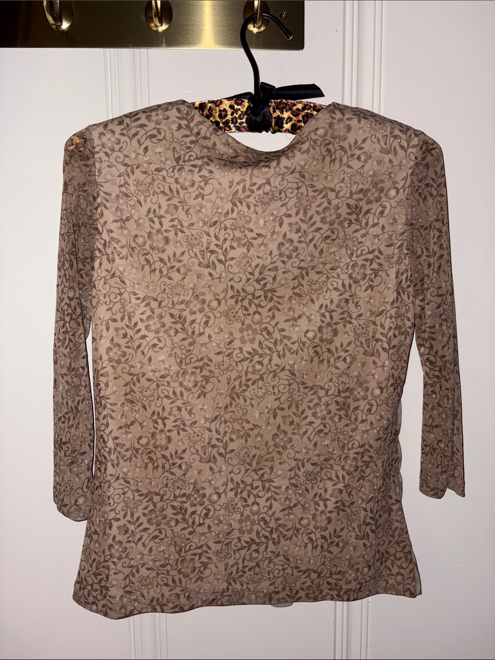 Coldwater Creek Taupe Floral Embellished Long Sleeve Tee - Picture 2 of 2